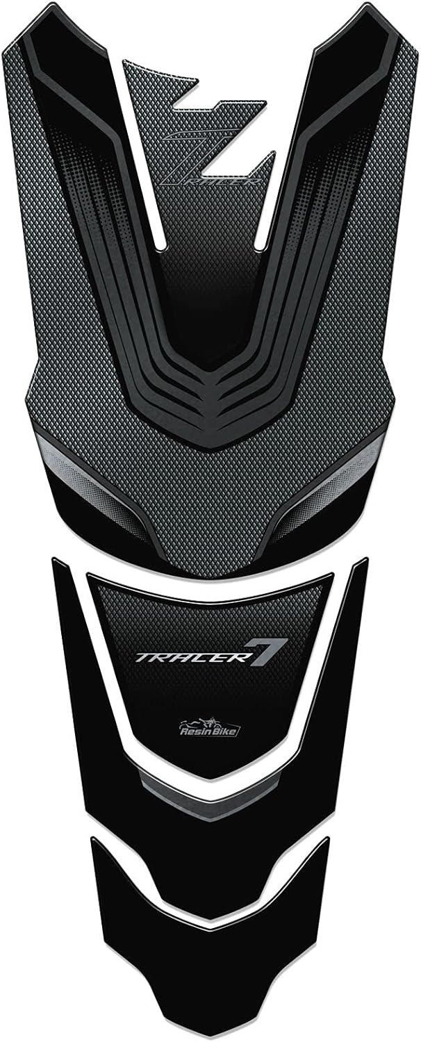 Resin Bike Motorcycle 3D Stickers Compatible with Yamaha Tracer 7 2021 Silver Metallic Effect. Tank Pad Protection from Bumps and Scratches. Resin Sticker for Motorcycle Tank - Made in Italy