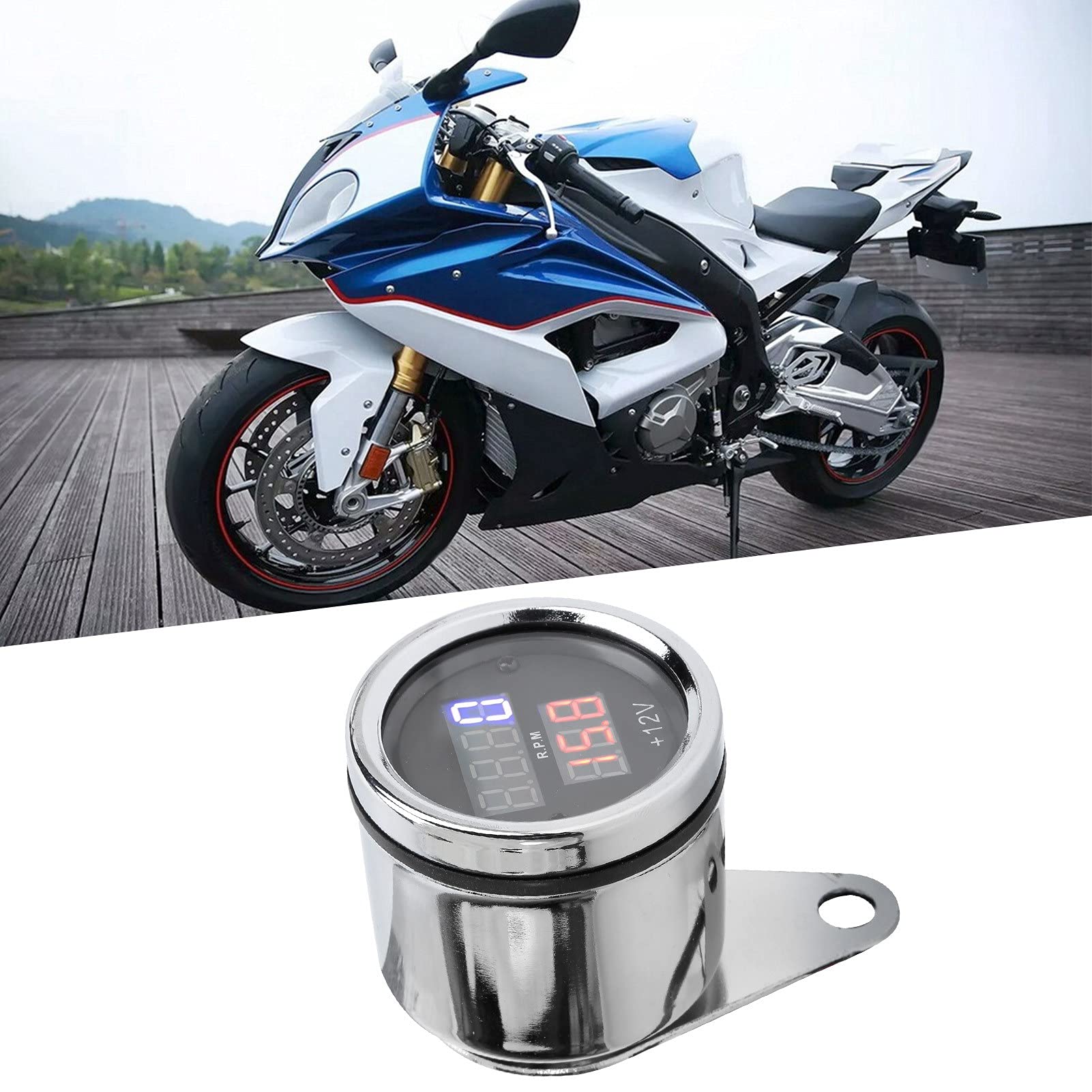 Motocicletta 3 in 1 Tachimetro Odografo Odografo Display LCD Iron Resistente 12V
