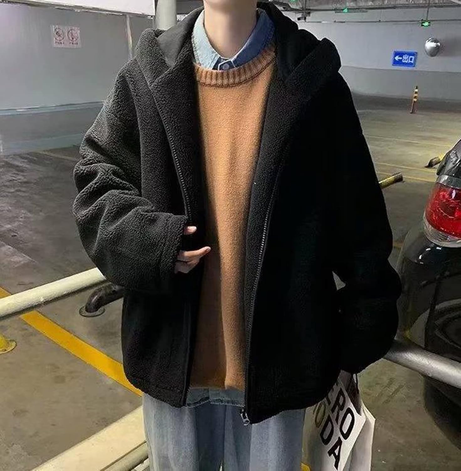 MMTYRM] ボアジャケット メンズ フード付き フリースジャケット  