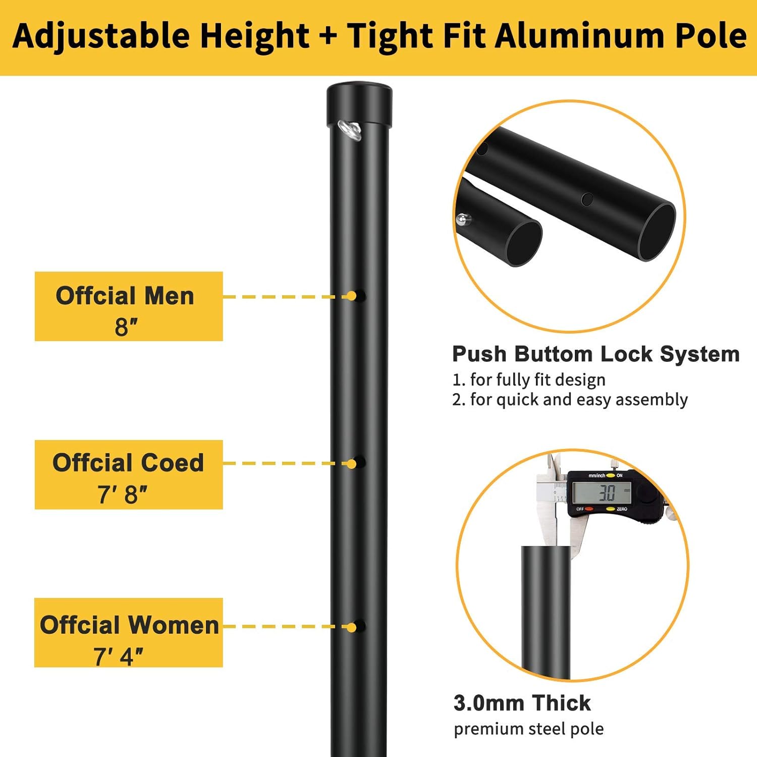 Fediman Heavy Duty Volleyball Net Outdoor with Steel Anti-Sag System, Adjustable Aluminum Poles, Volleyball and Carrying Bag, Professional Volleyball Nets Set for Backyard : Sports & Outdoors
