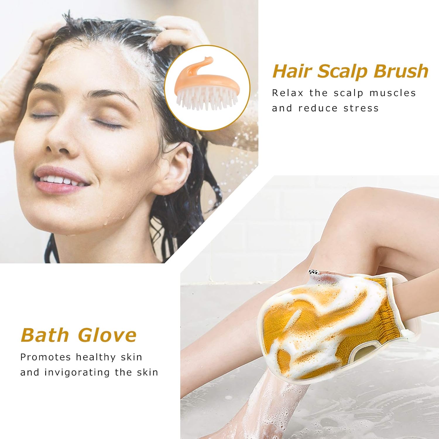 Simpolor Exfoliating Back Scrubber& Exfoliating Sponge Pad Set for