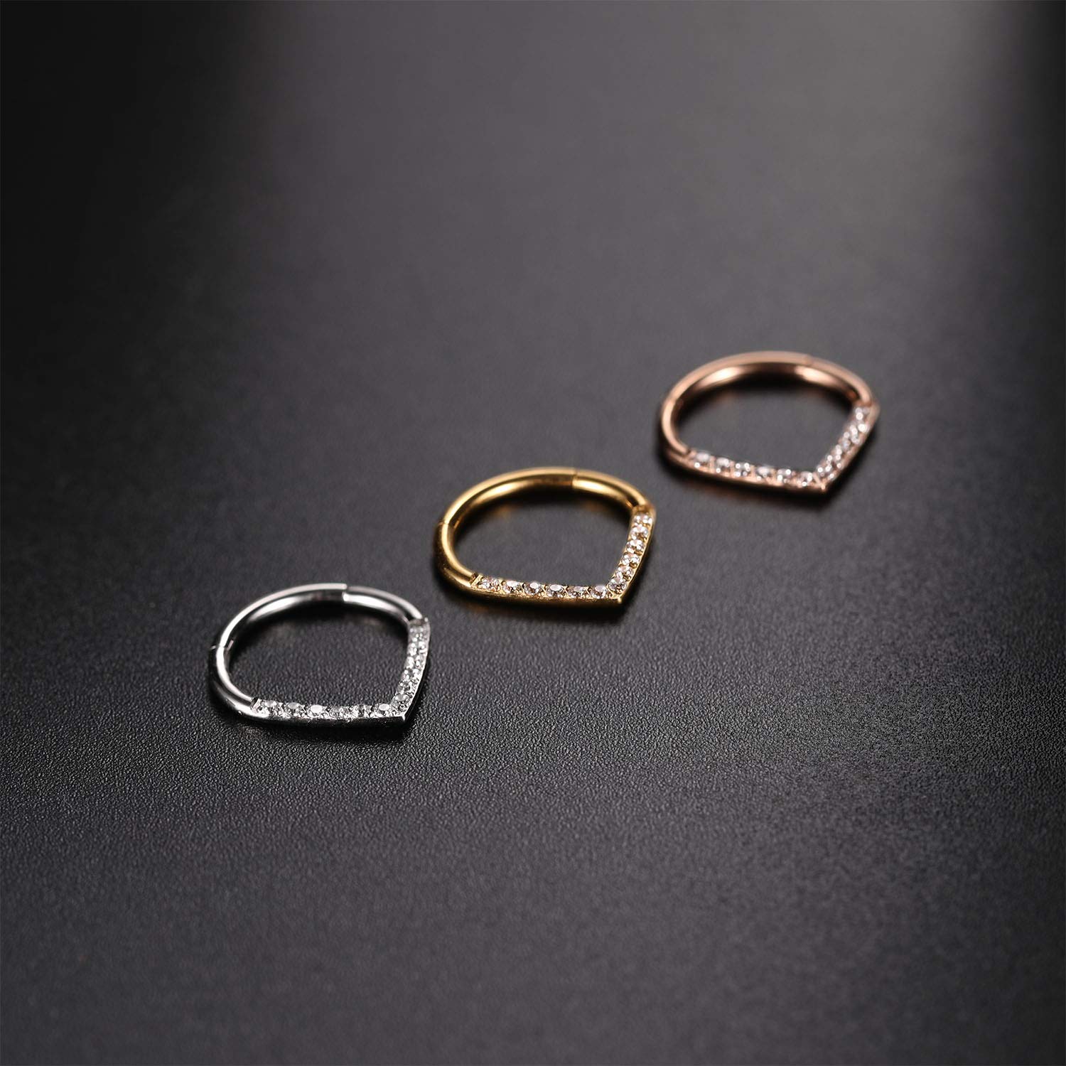 AROWRO 16G Septum & Daith Jewellery - 316L Surgical Steel Septum Rings, Daith Earrings, Nose Rings, Clicker, Rook, Helix, Lobe, Cartilage Piercing Jewellery - 4