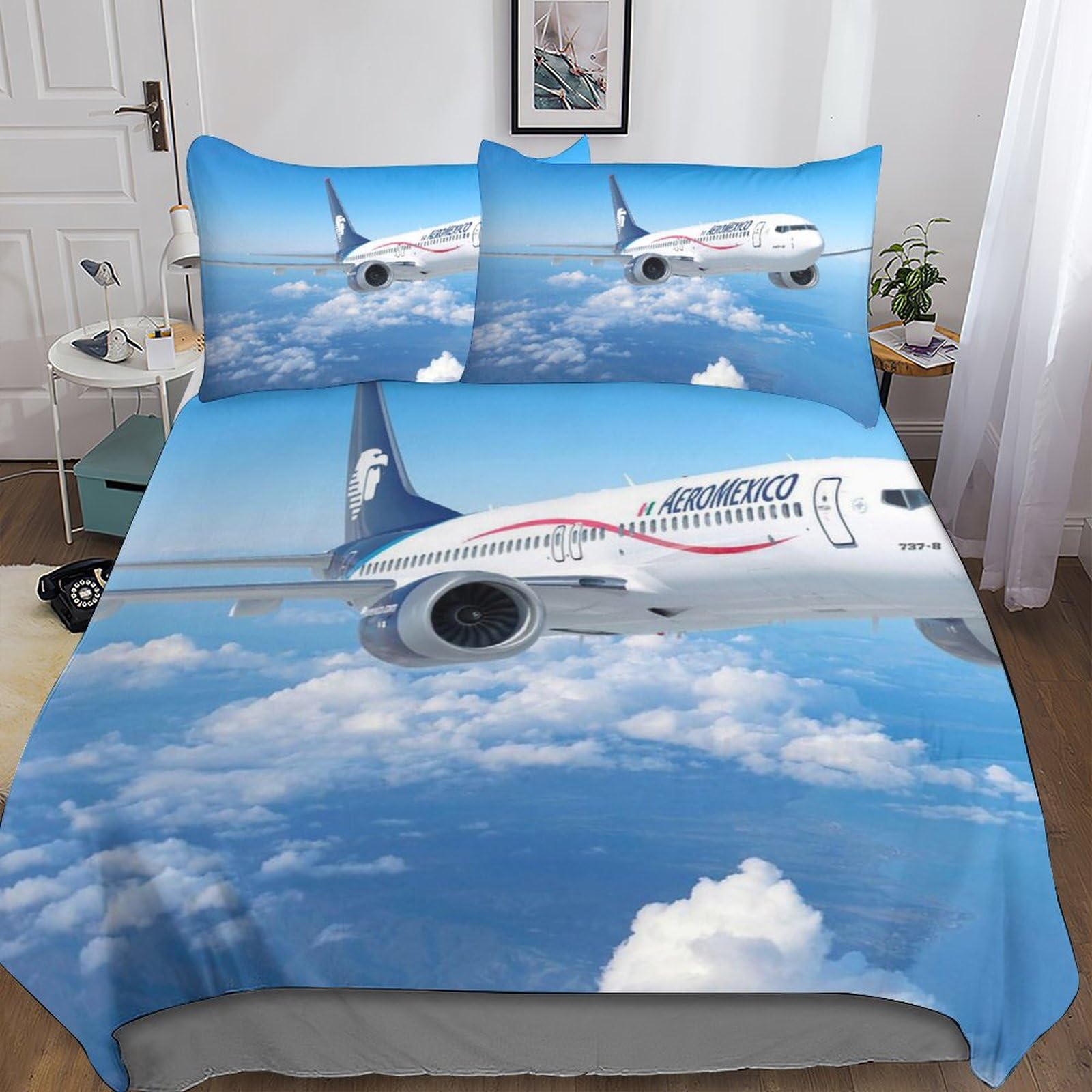 Housse de couette aircraft technologique douce et zippée en 3D microfibre