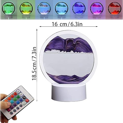 Miniatura 2 de Lámpara de mesa de arte de arena móvil 3D, lámpara de arena movediza con control remoto y táctil que cambia de color, reloj de arena 3D, luz