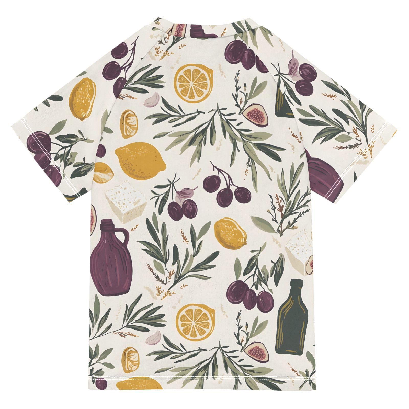 ALAZA Boys Swim Shirts Toddler Rash Guard Short Sleeve Rashguard Lemon Wine Bottle UPF 50+ 11-12T