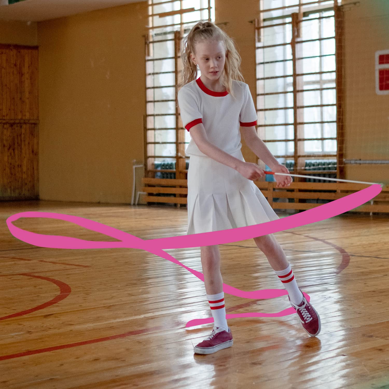 KINBOM Nastri Da Ginnastica Ritmica (2 Pezzi) – 2 Metri Con Bacchetta – Perfetti Per Danza, Scuola E Festa (Rosso E Rosa) - 5