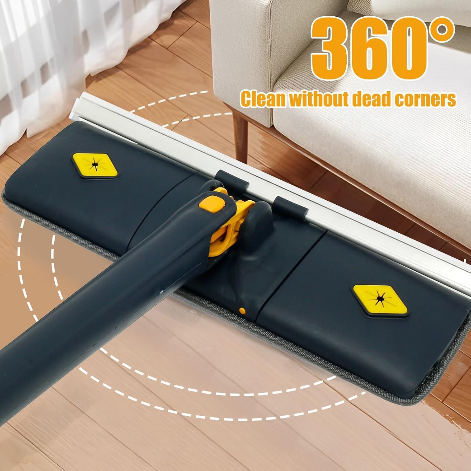 Mop,Floor Mop,Mop and Bucket Set,Spin Mop,Wall Mop,Cleaning Mop 360° Rotatable Cleaning Mop with Scraper Push-Pull Squeezing Mop Long Handle Flat Mop Microfiber Floor Mop