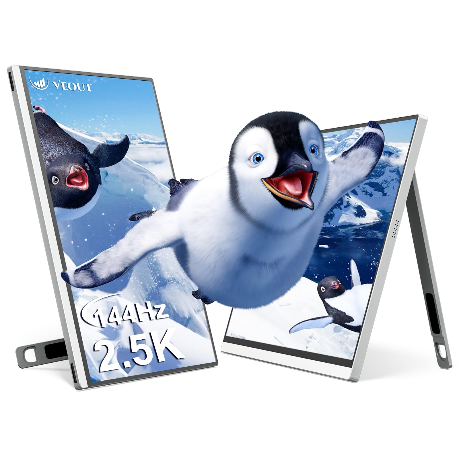 16-inch 2.5K 144Hz Portable Gaming Monitor in 4 Colors, IPS with FreeSync, USB-C &amp; Mini HDMI for Laptop/Mac/PS5/Xbox/Switch - Travel Second Screen V1Pro(Silver)