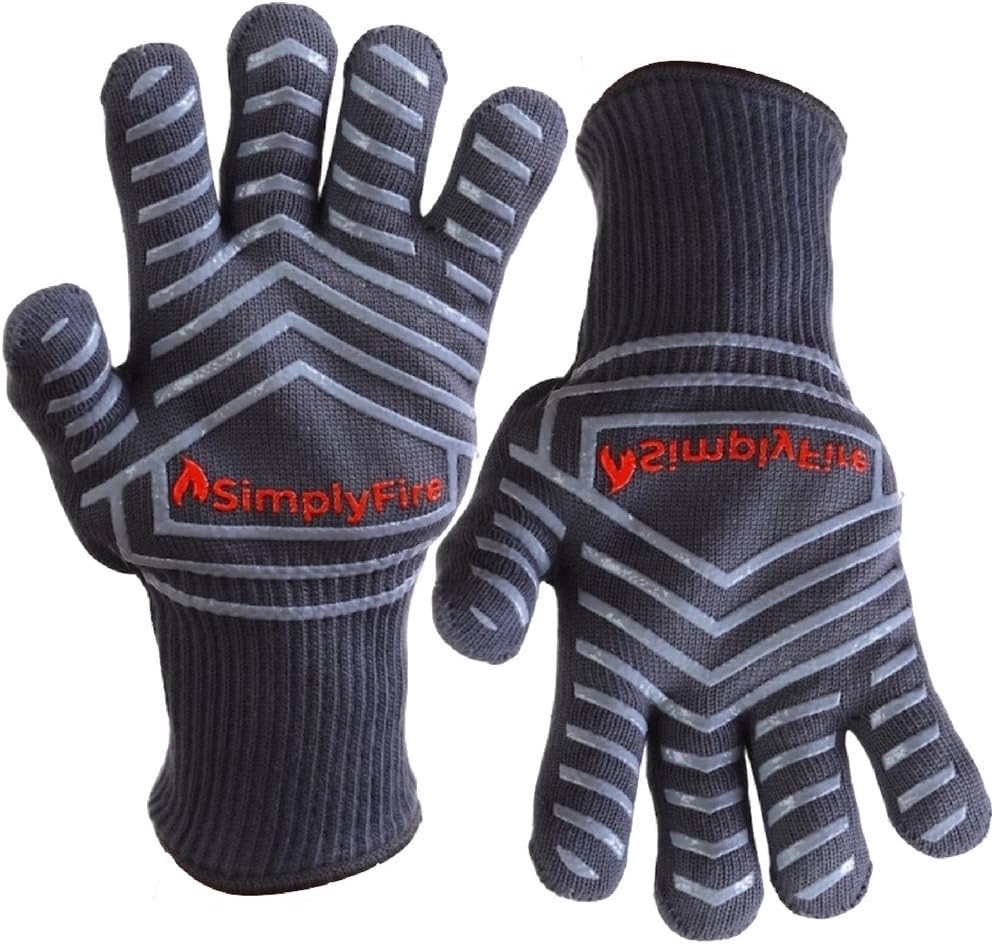 SimplyFire Cooking Gloves | Use As BBQ, Grilling & Oven Mitts | Best Gloves for Barbecue, Fireplace, Fire Pit & Dutch Oven | Extreme Heat Resistant | Kitchen & Grill Accessories (2 Gloves)
