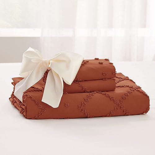 Miniatura 6 de Bedsure - Funda de edredón bohemia para niños, tamaño king, capitoné, para todas las estaciones, 3 piezas bordadas estilo shabby chic, edredón no