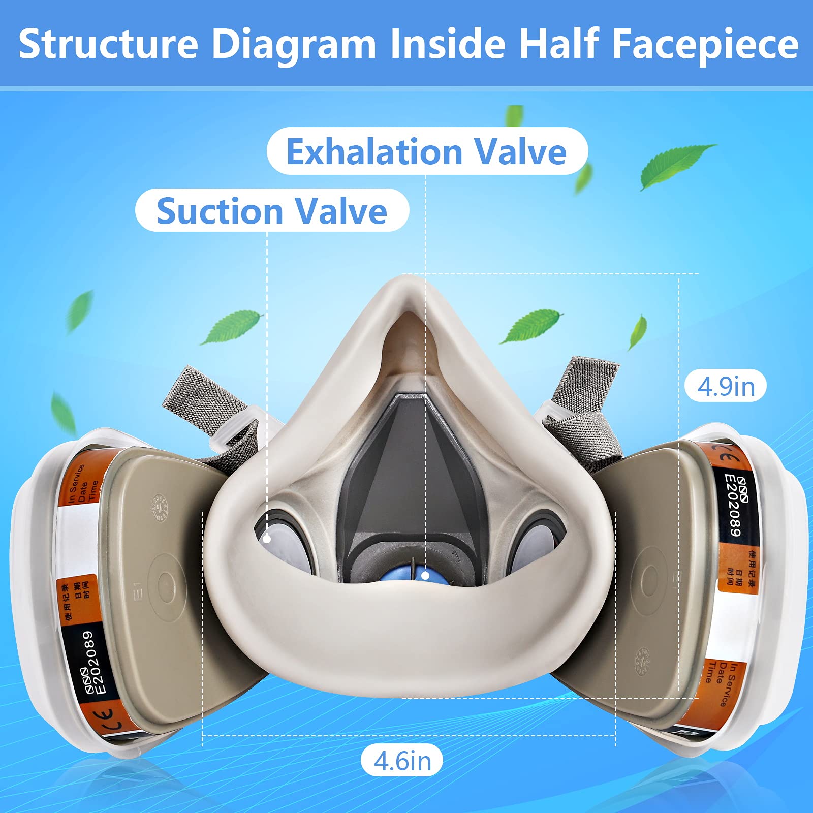 Reusable Half Facepiece Cover Set w/Safety Goggles & Filters Against Dust Organic Vapors Gas Pollen Chemicals Suitable for Painting Spraying Sanding Welding Woodworking Epoxy Resin & Other Protection - Image 5 thumbnail