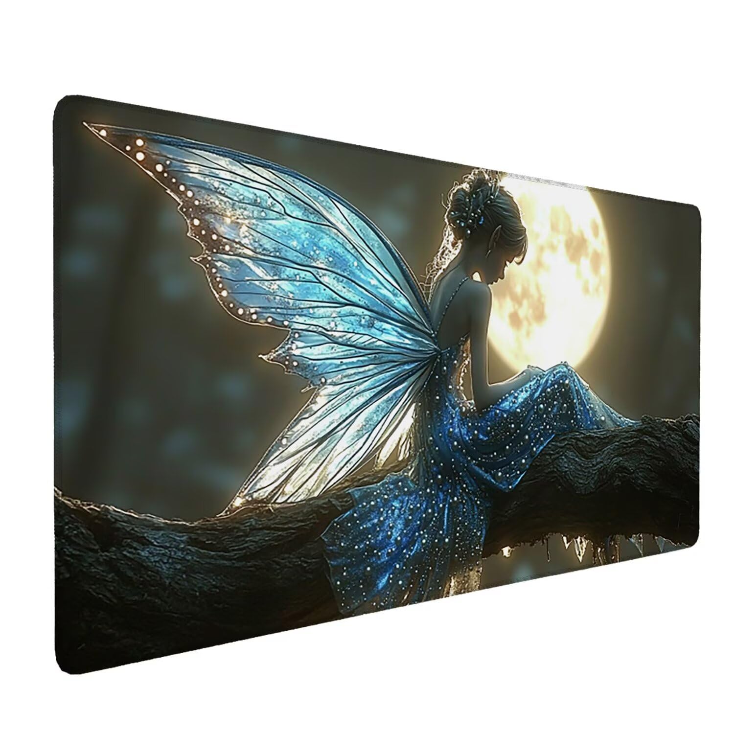 Podkładka pod mysz do gier XXL Mousepad 1000 x 500 mm, duża podkładka pod biurko z antypoślizgową gumową podstawą dla graczy, poprawia precyzję i szybkość (księżycowe elfy) X-977