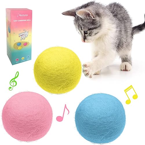 BuntyJoy Juguetes interactivos para gatos, juguetes interactivos para gatos de interior, paquete de 3 bolas de lana mejoradas, juguetes divertidos
