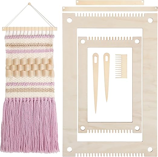 Amazon.com: 7 PCS Rectangle Weaving Loom Wood Weaving Loom Kit Small ...