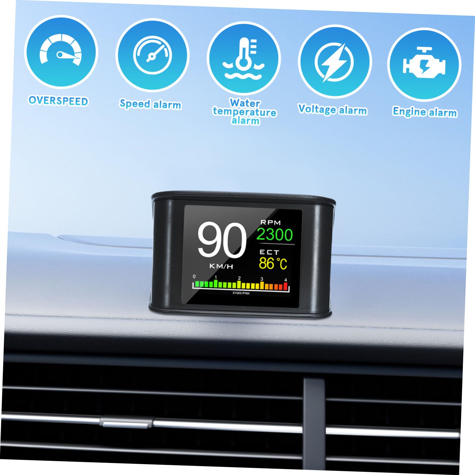 Display Hud per Auto Portatile Modello P in Abs e PC per Navigazione | Schermo Lcd da Viaggio, Monitor per Guida a Lunga Distanza, Design Compatto