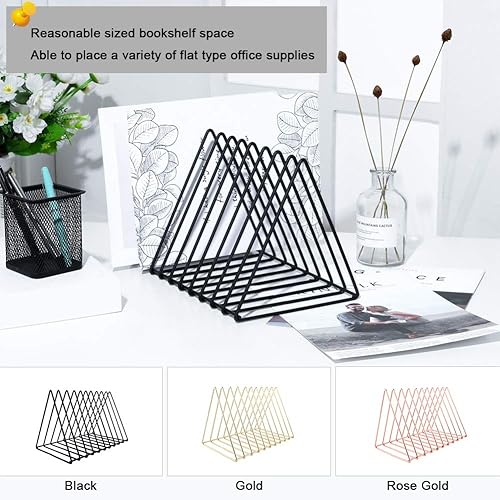 Miniatura 8 de Urban Deco Organizador de escritorio triangular, soporte para revistero de alambre de metal, 10 secciones, organizador de carpetas de archivos