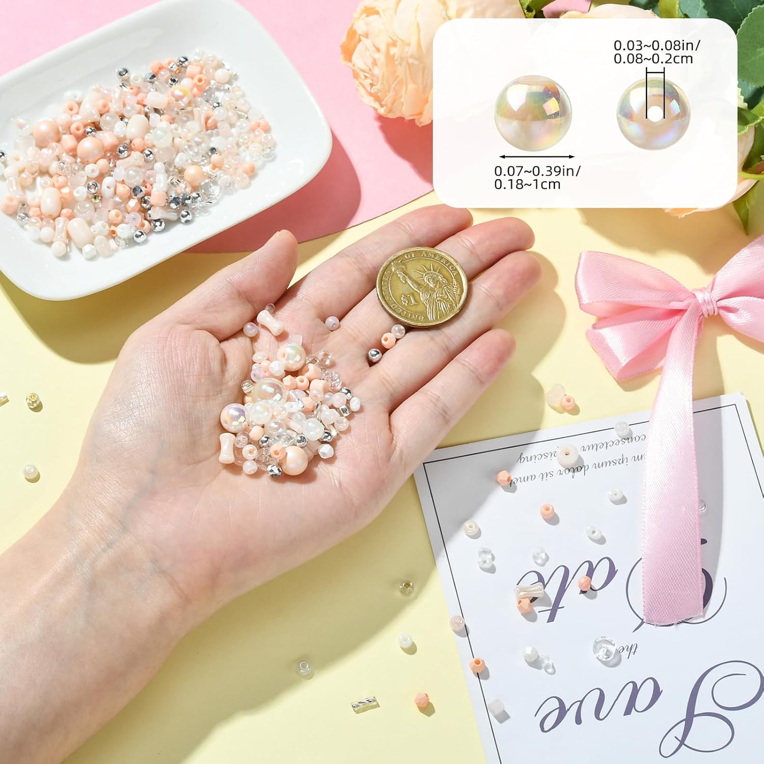 Ornaland 50g Glass Seed Beads for Jewelry Making Assorted Mixed Crystal Glass Beads for Bracelets Neckalce Earring DIY Supplies(PeachPuff) - Image 2