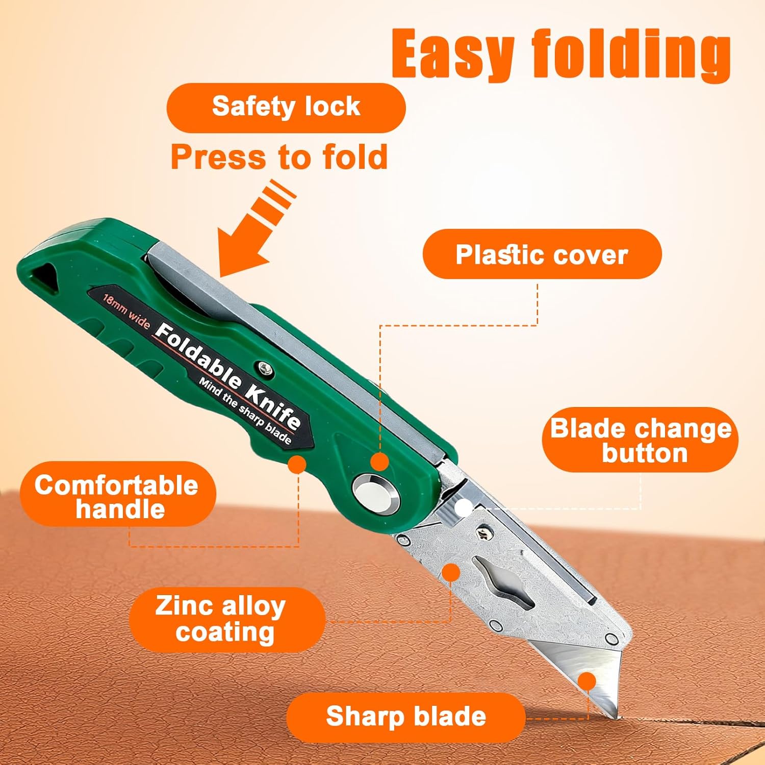 16 Pack Folding Utility Knife, Box Cutter with 30 Extra Blades, Retractable Box Cutter Knife, Heavy Duty Utility Knife for Cardboard Boxes Cartons Home Office