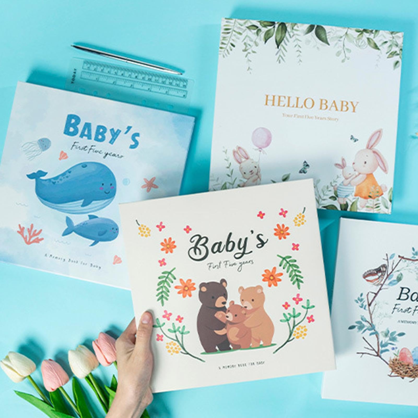 Baby Books Andenken – Aufzeichnungsbuch Andenken Baby-Tagebuch | Kindheitsbuch, zeitloses Meilensteinbuch Fotoalbum, schätzen Sie jeden Moment von der Geburt bis zum Alter von 5 Jahren