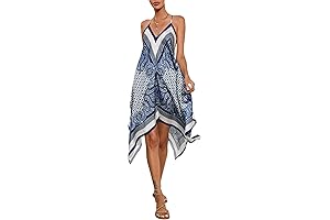 Women's Paisley Print Sleeveless Cami Dress Hanky Hem Asymmetrical Boho Dress