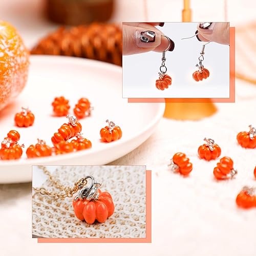 Miniatura 5 de 30 dijes de calabaza de Acción de Gracias, aleación de otoño, calabaza, 3D, lindo colgante de calabaza de Halloween para hacer joyas, aretes,
