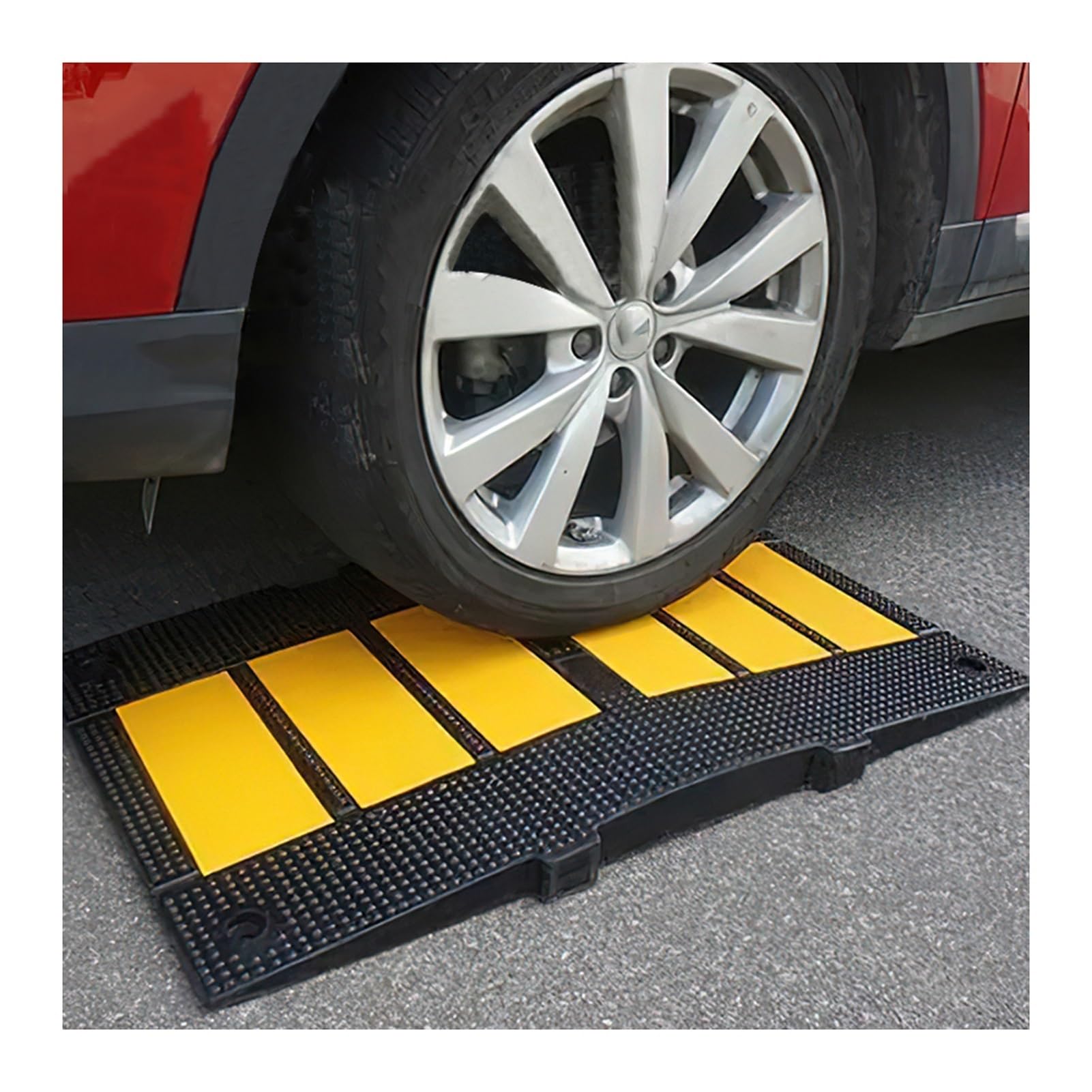 Progi zwalniające na drodze, gumowe, wytrzymałe progi zwalniające, progi drogowe, progi zwalniające, progi zwalniające na most, asfaltowe podjazdy, parkingi (60x50x5 cm)