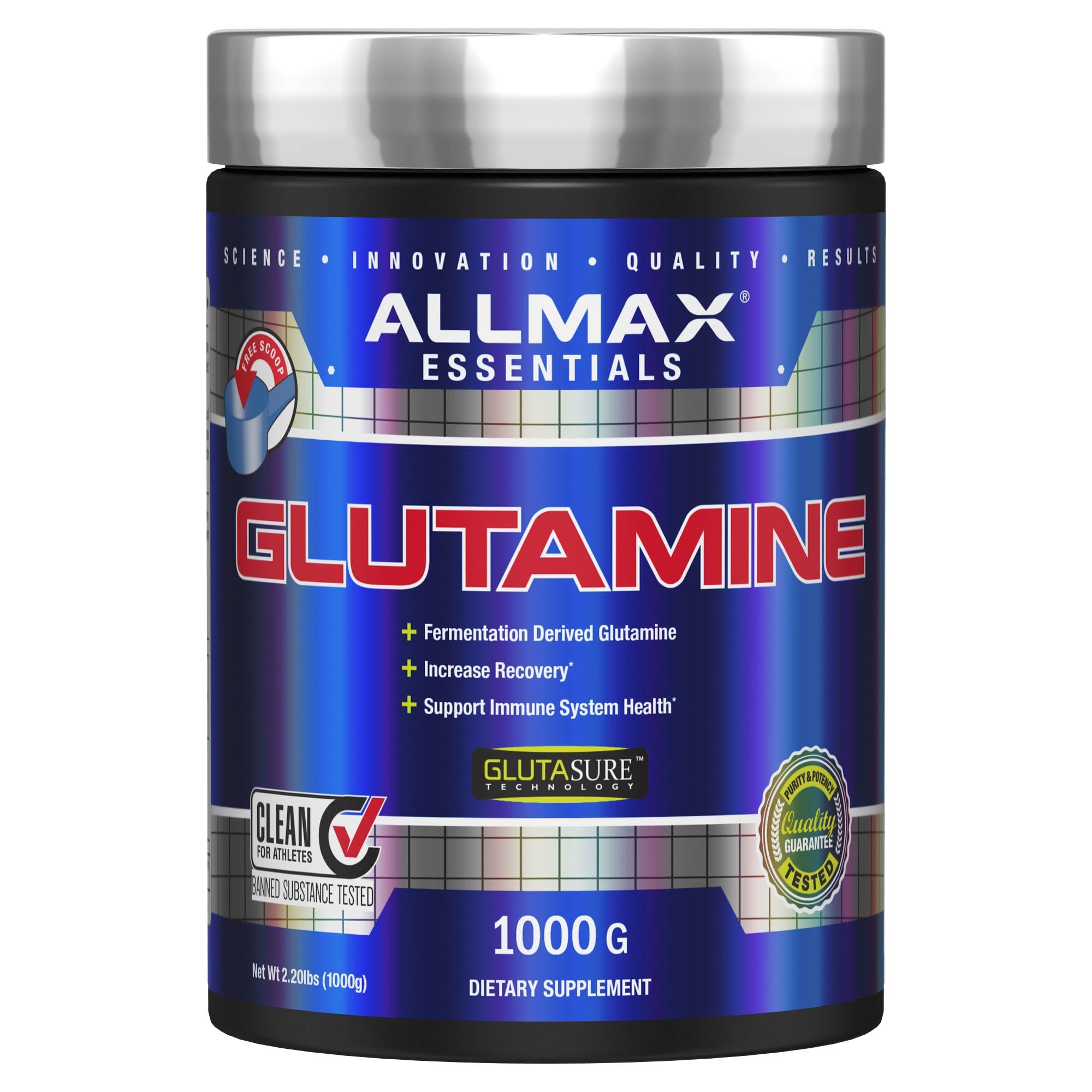 ALLMAX Nutrition L - Glutamine Powder, Muscle Recovery Formula, Gluten Free, Vegan, 1000 Grams