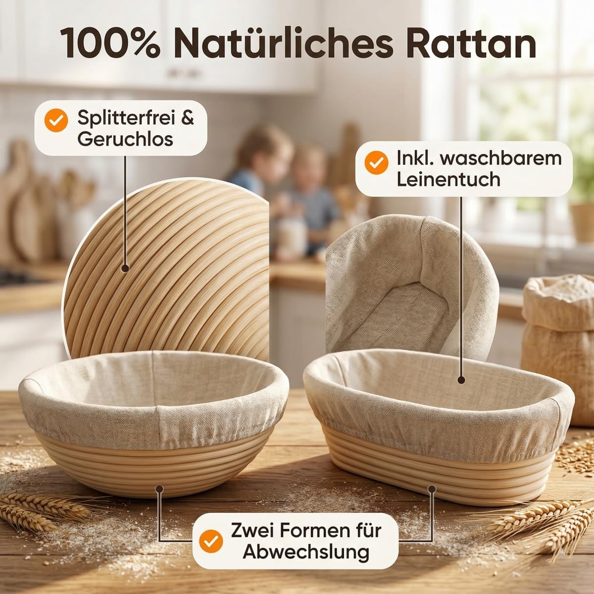 Sauerteig Starter Set 15-Teiliges Profi Brotbackset inkl. Gärkörbchen Rund & Oval, Gärglas mit Thermometer & Rezeptbuch – Das ultimative Sauerteig Starter Set für Krustenzauber Brot - GROWZELT
