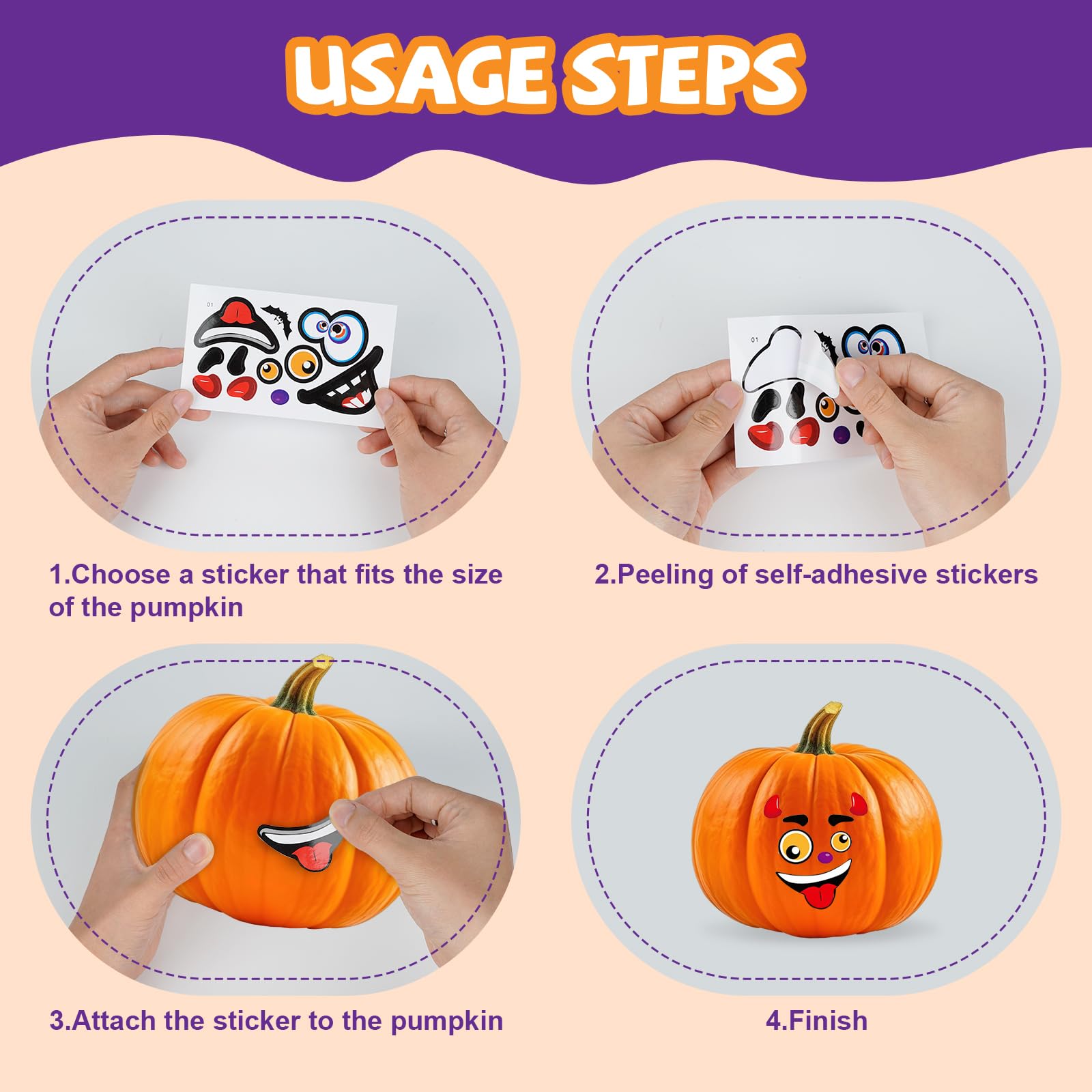 30 Sheets Halloween Pumpkin Stickers Cute Pumpkin Emoticons Pumpkin Face Decorating Stickers Halloween Decorations Trick or Treat Party Favors - Image 4
