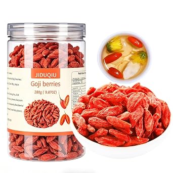 Goji Berries 280g/9.87OZ. Sun-Dried Whole Fruit dried Goji Applicable to great Flavor for drinks snacks beverages Vegan.
