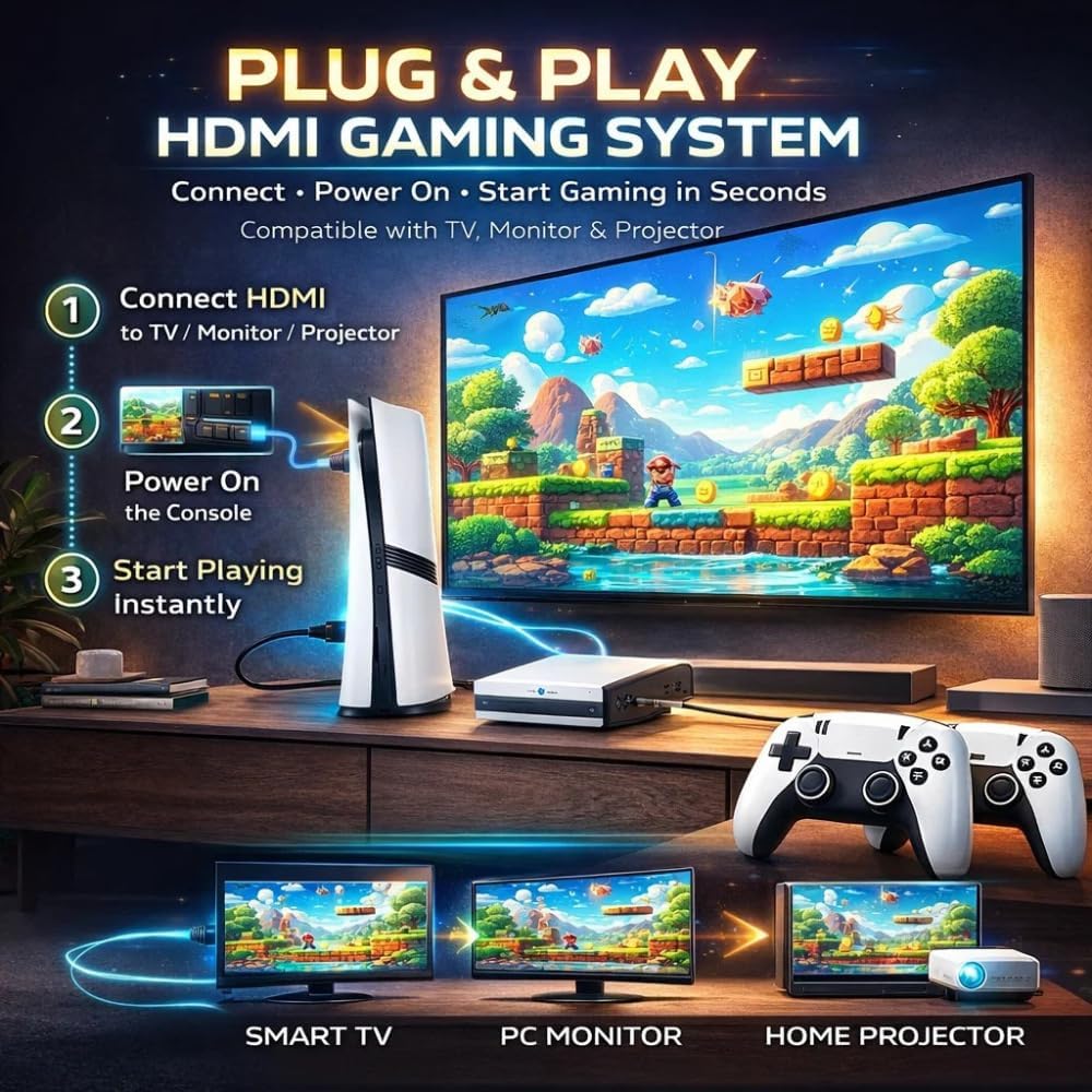 Maizic GS5 Pro 4K Retro Gaming Console | 30,000+ Games Built-in | 53 Emulators | Wireless HDMI Plug & Play Game System for TV, PC, Projector | Includes 2 Wireless Controllers 3