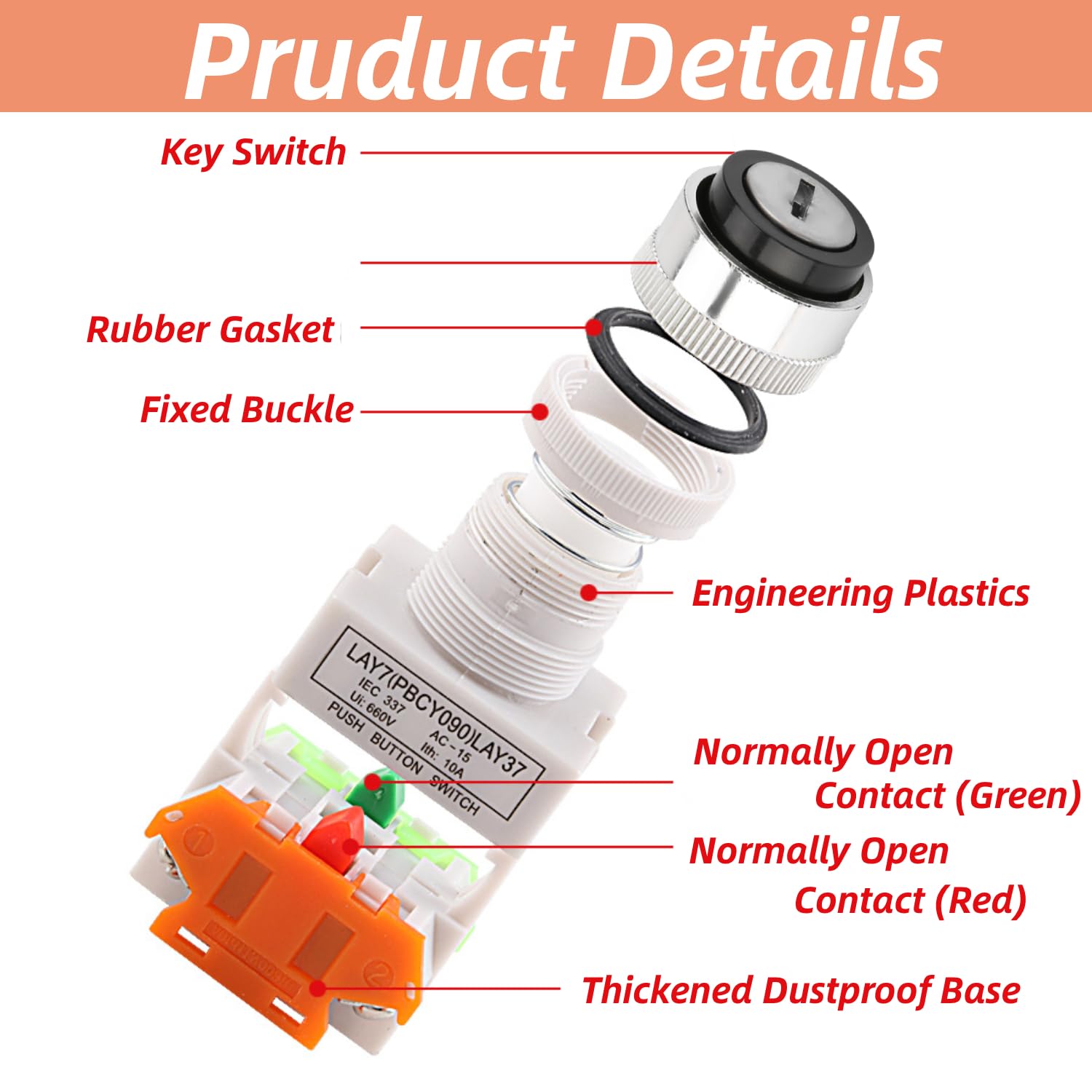 Key Rotary Switch, 2 Position Key Operated Rotary Push Switch 2 Keys ...