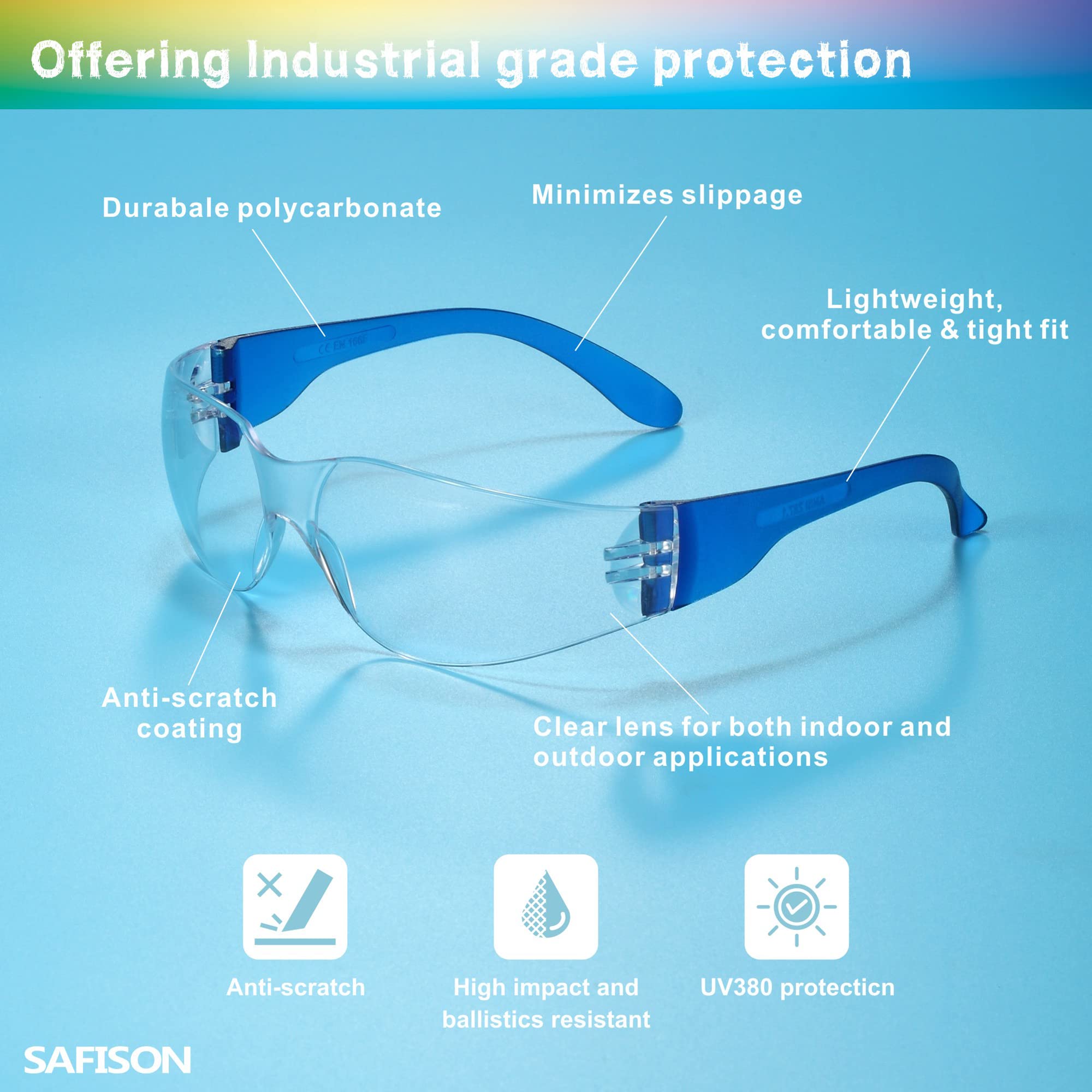 Gafas de seguridad transparentes para niños/hombres y mujeres, lentes antiarañazos resistentes a los impactos