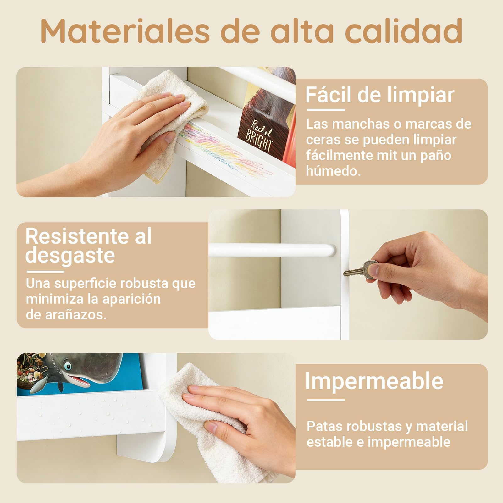 SoBuy Libreria Infantil Montessori Estanteria Libros Infantil de Pared con 4 Niveles Biblioteca para Niño Estanteria Habitacion Organizador Juguetes Blanco 80x12x118cm KMB08-II-W
