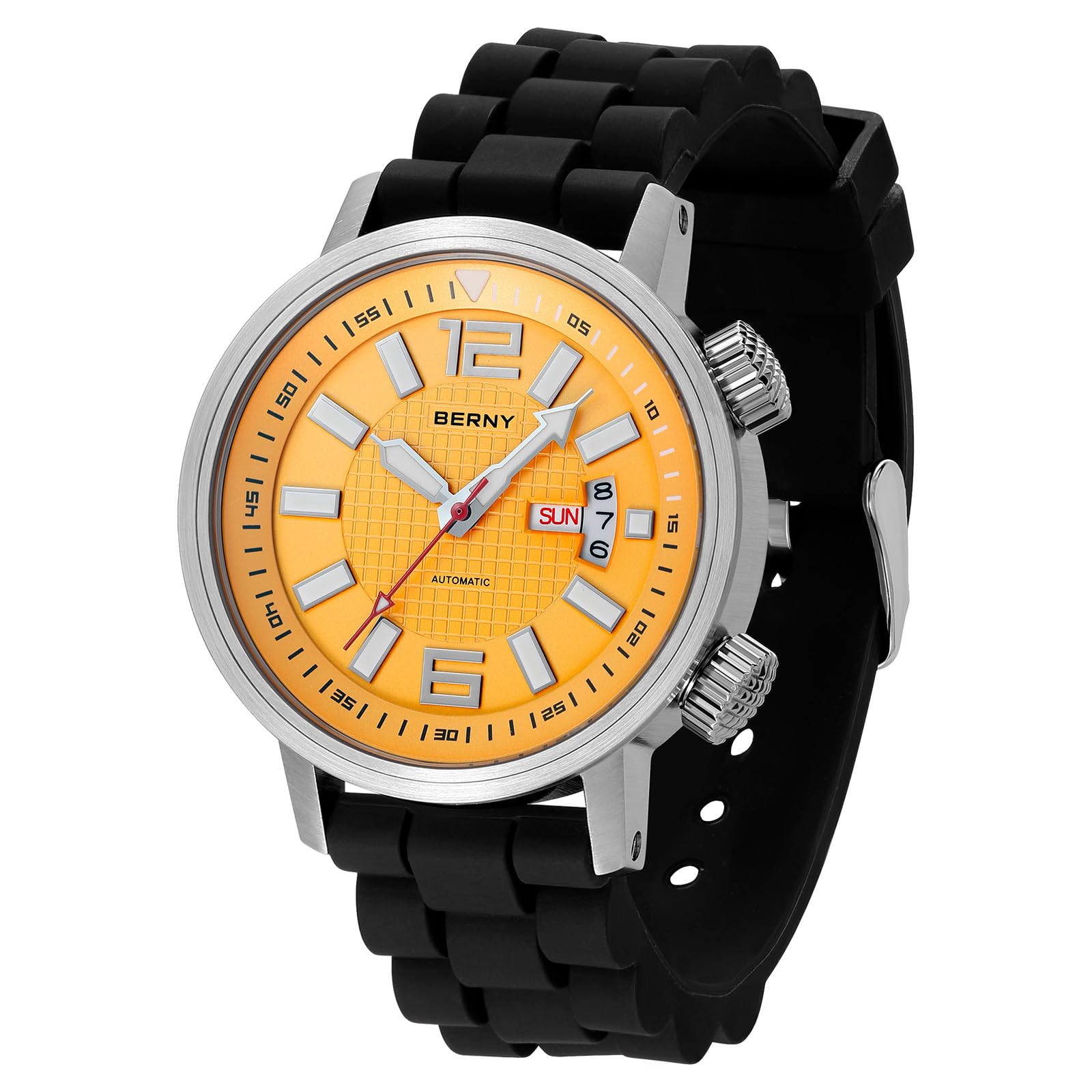 BERNYAutomatic Mechanical Dive Watch for Men Self Winding Sport Wristwatches Waterproof 20ATM Sapphire Glass Scratch Resistant Super Luminous