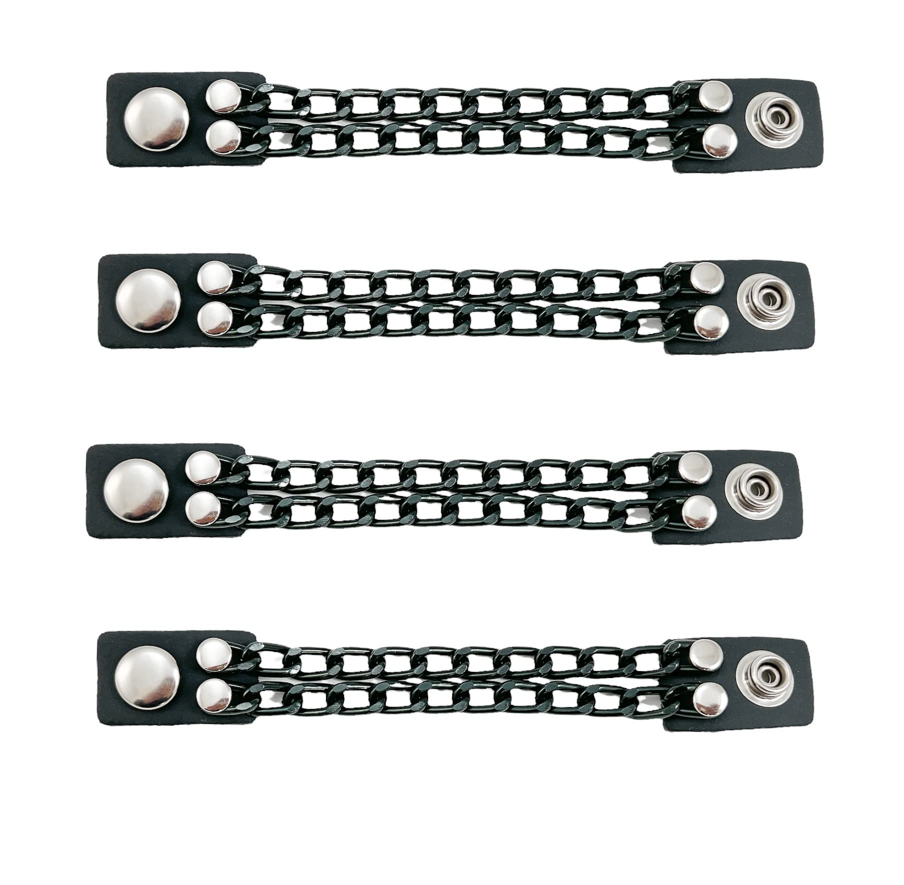 Funk Plus Motorcycle Vest Extenders Double Black Chain Regular Snap MC Jacket Made in USA (6