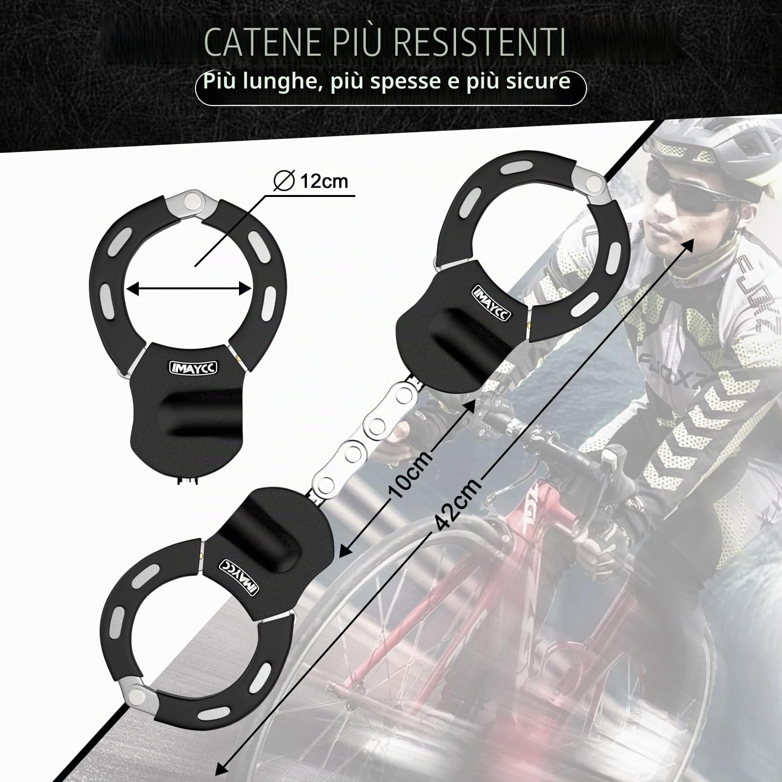 Catena Bicicletta Antifurto IMAYCC, Lucchetto Monopattino Elettrico, Resistente Al Taglio E Con Silicone, Lucchetto Bicicletta ad alta sicurezza per monopattino, Segway, Ninebot, Xiaomi, NIU,Ecc.