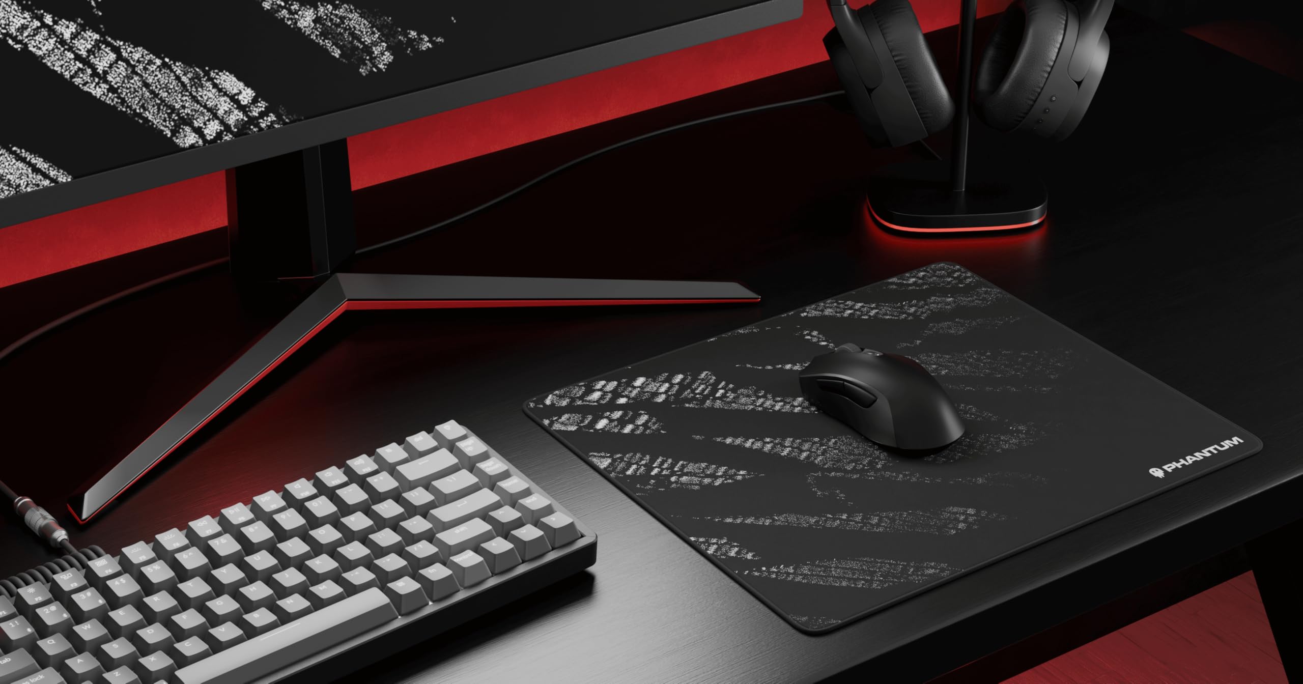 Phantum Quasar - Tapis de Souris Gaming 490x420 mm - Surface en Cloth Haute Performance - Base PORON Japonais Antidérapante - Glisse Rapide (Speed) & Contrôle Précis (Dark)
