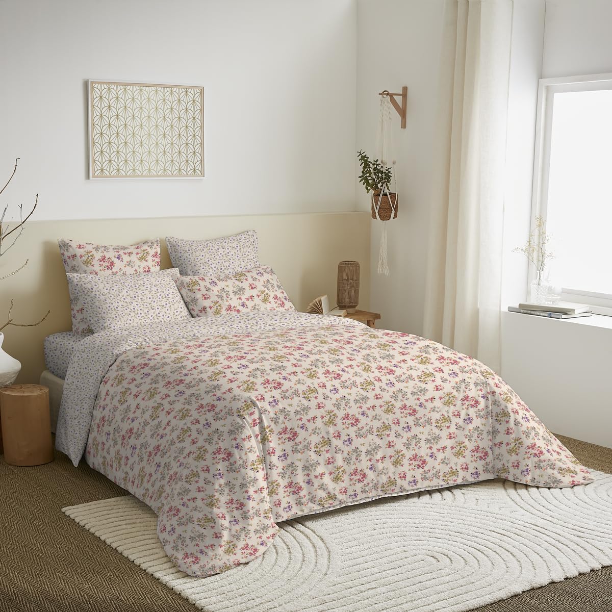 univers decor Pack Complet 6 pièces Housse de Couette réversible pour lit 140 x 190 cm (Pack Housse de Couette 6 pièces lit 140 x 190 cm, Tanya Multicolore)