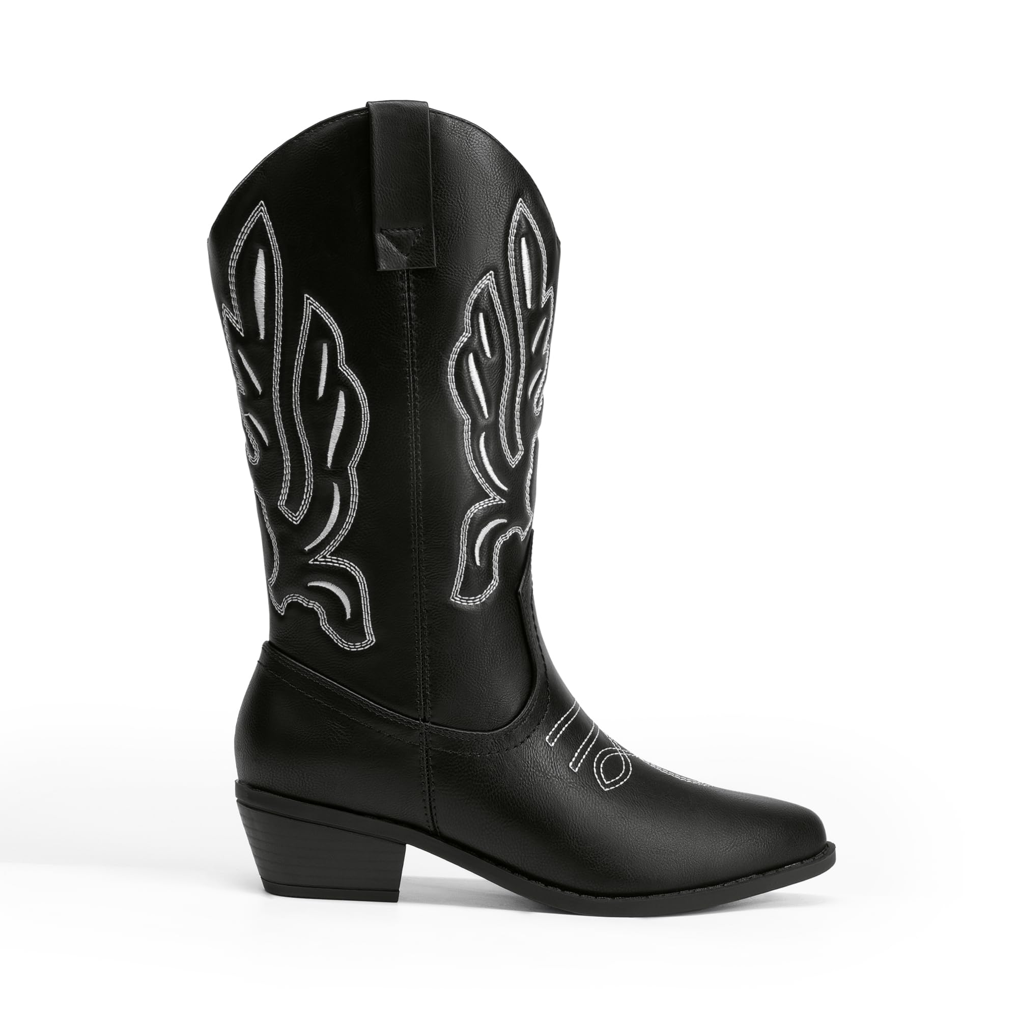 DREAM PAIRS Damen Cowboystiefel Halbhohe Cowgirlstiefel Stickereien Westernstiefel Fashion Herbststiefel Boots