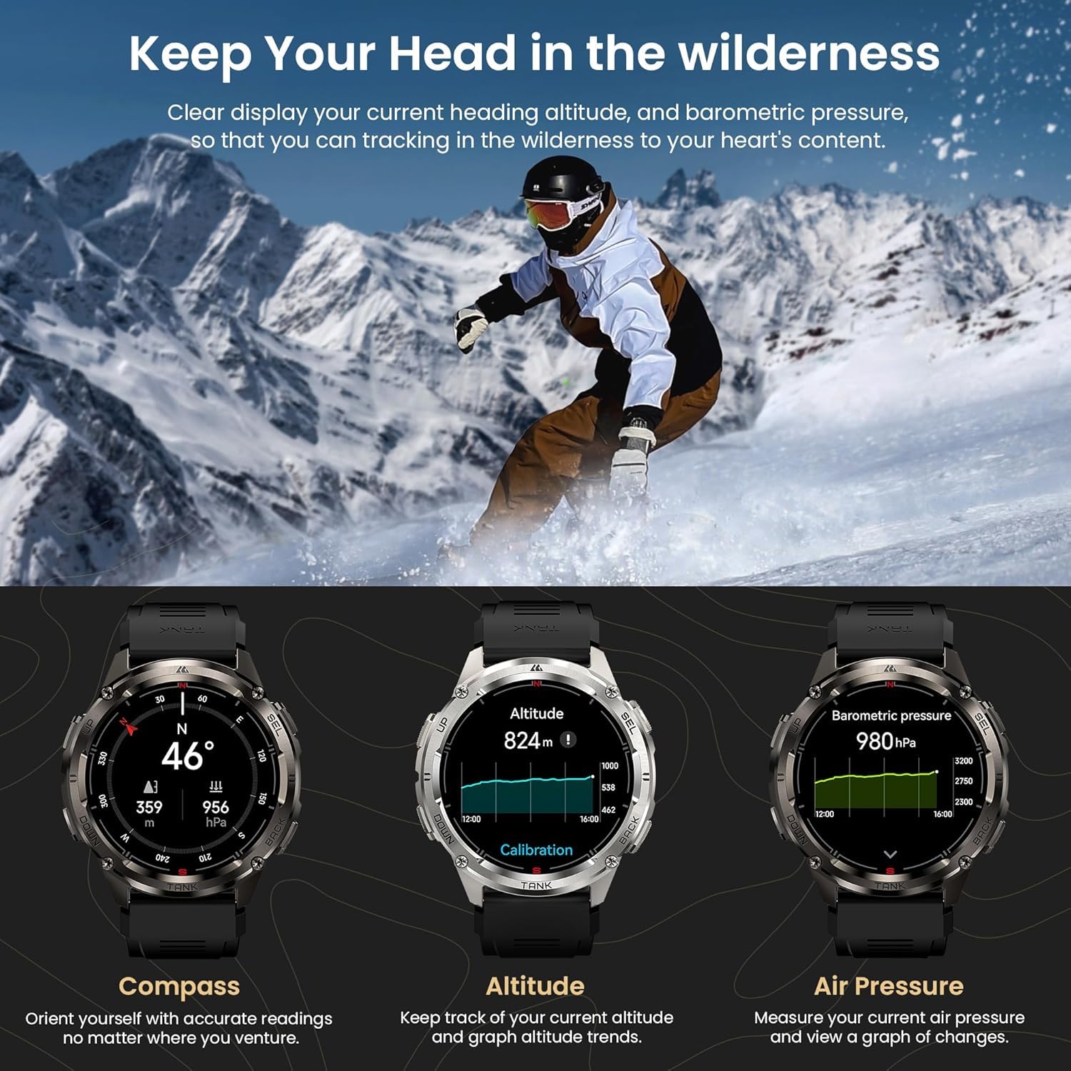 KOSPET Tank T3 Ultra 2 Montre Connectée Homme avec GPS et Appel Bluetooth (T3U2)