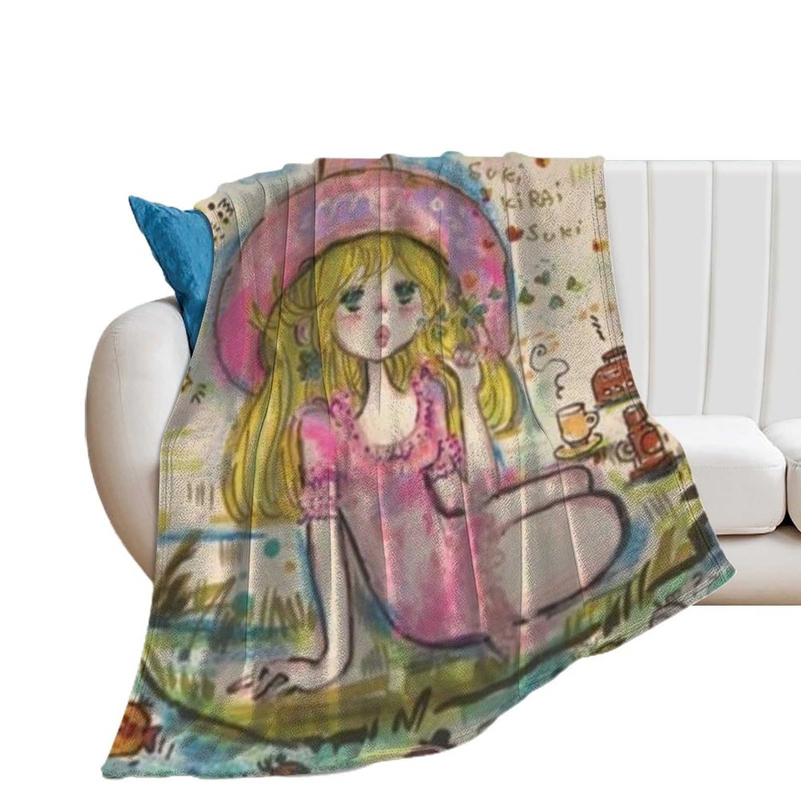 水森亜土　ブランケット　シングルサイズ Amazon｜水森亜土 (14) エアコンブランケット ブランケット お昼寝