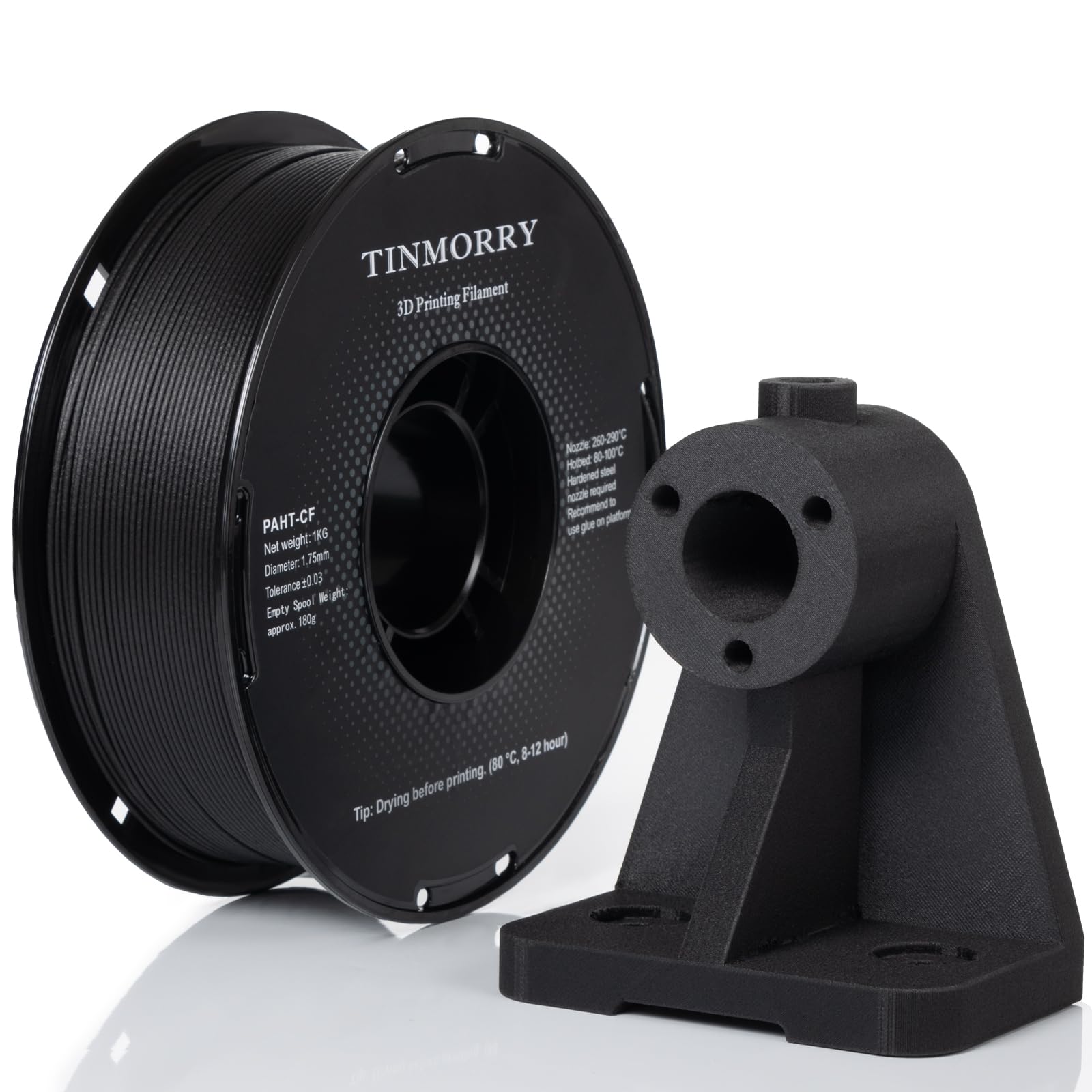 Carbon Fiber PAHT Filament 1.75mm, TINMORRY PAHT-CF 3D Printing Filament with Exceptional Heat Resistance, Compatible with Bambu LAB FDM 3D Printers,