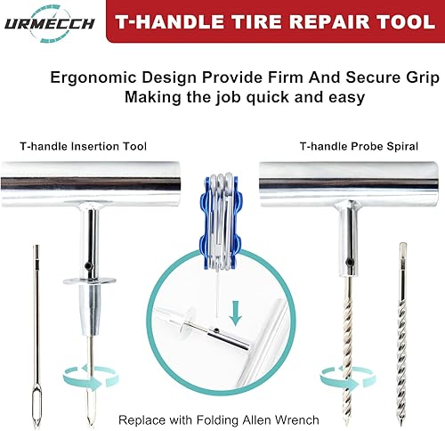 Miniatura 6 de Kit de reparación de neumáticos planos con tapones, bengalas de carretera, alicates multifunción, herramientas de emergencia para automóviles en