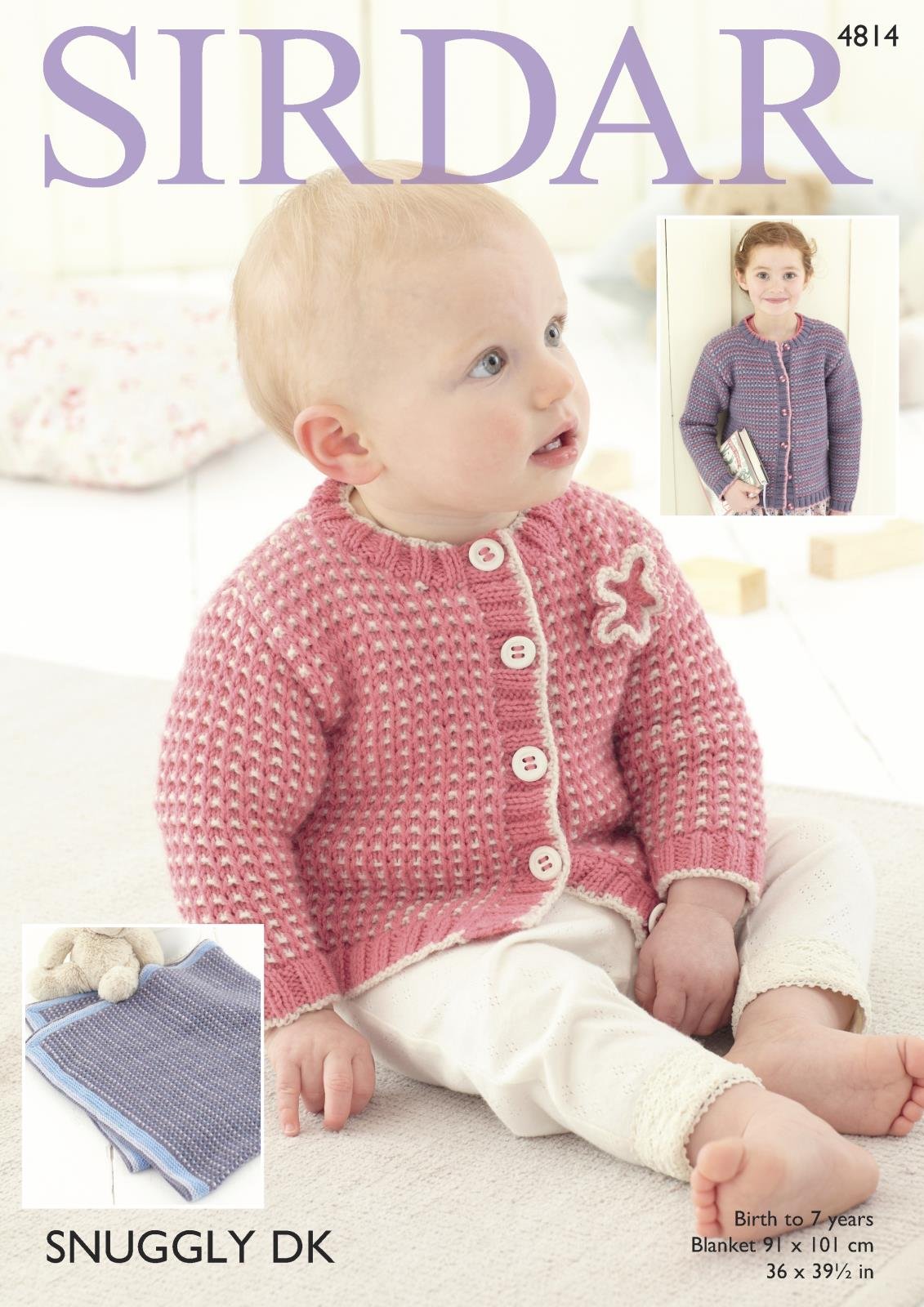 Sirdar Orange 4814 Knitting Pattern Baby Childrens Cardigans And Blanket In Snuggly Dk