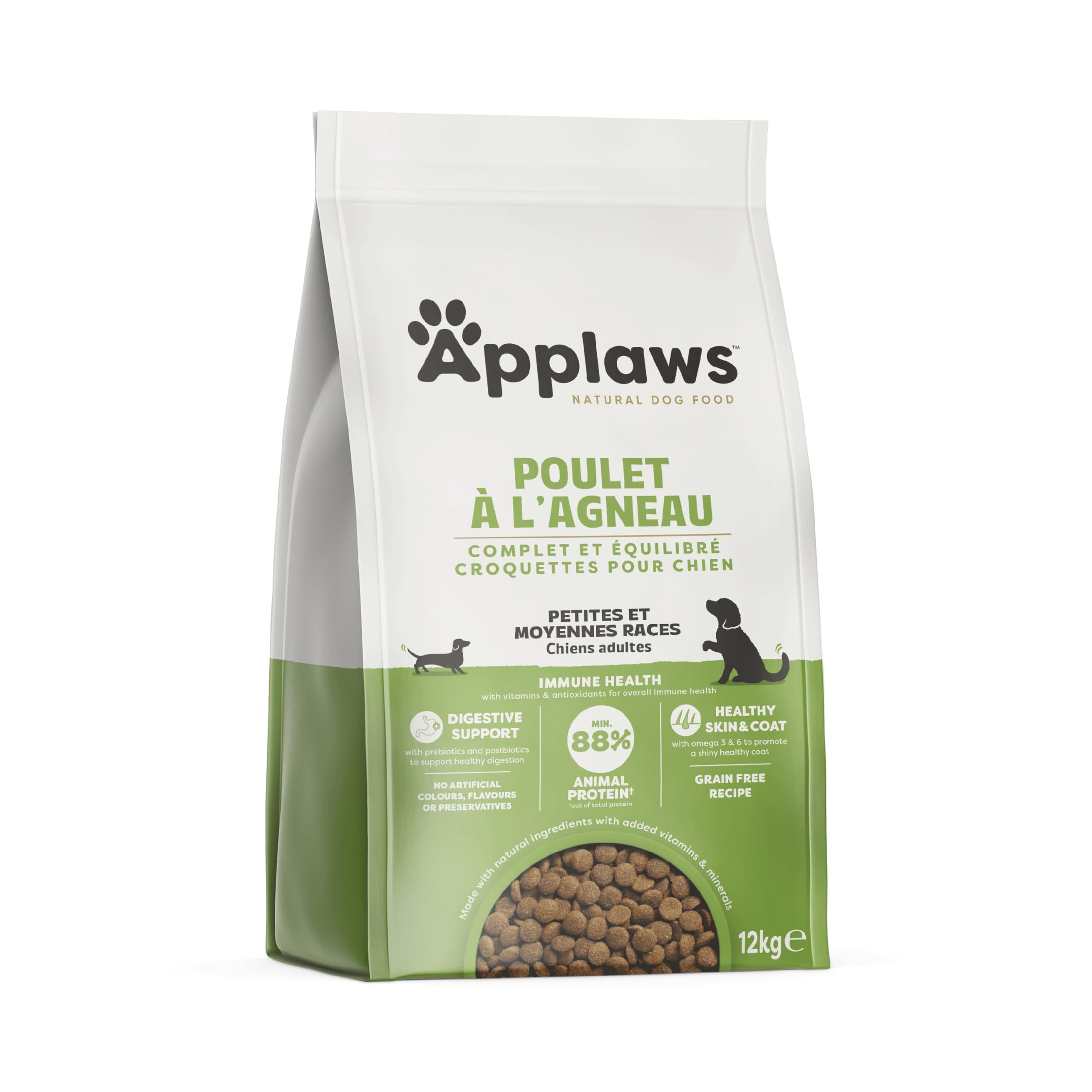 Applaws Croquettes pour Chien Adulte Petites & Moyennes Races 12kg – Poulet avec Agneau (1 Paquet), sans Céréales, Riche en Protéines, Ingrédients Naturels