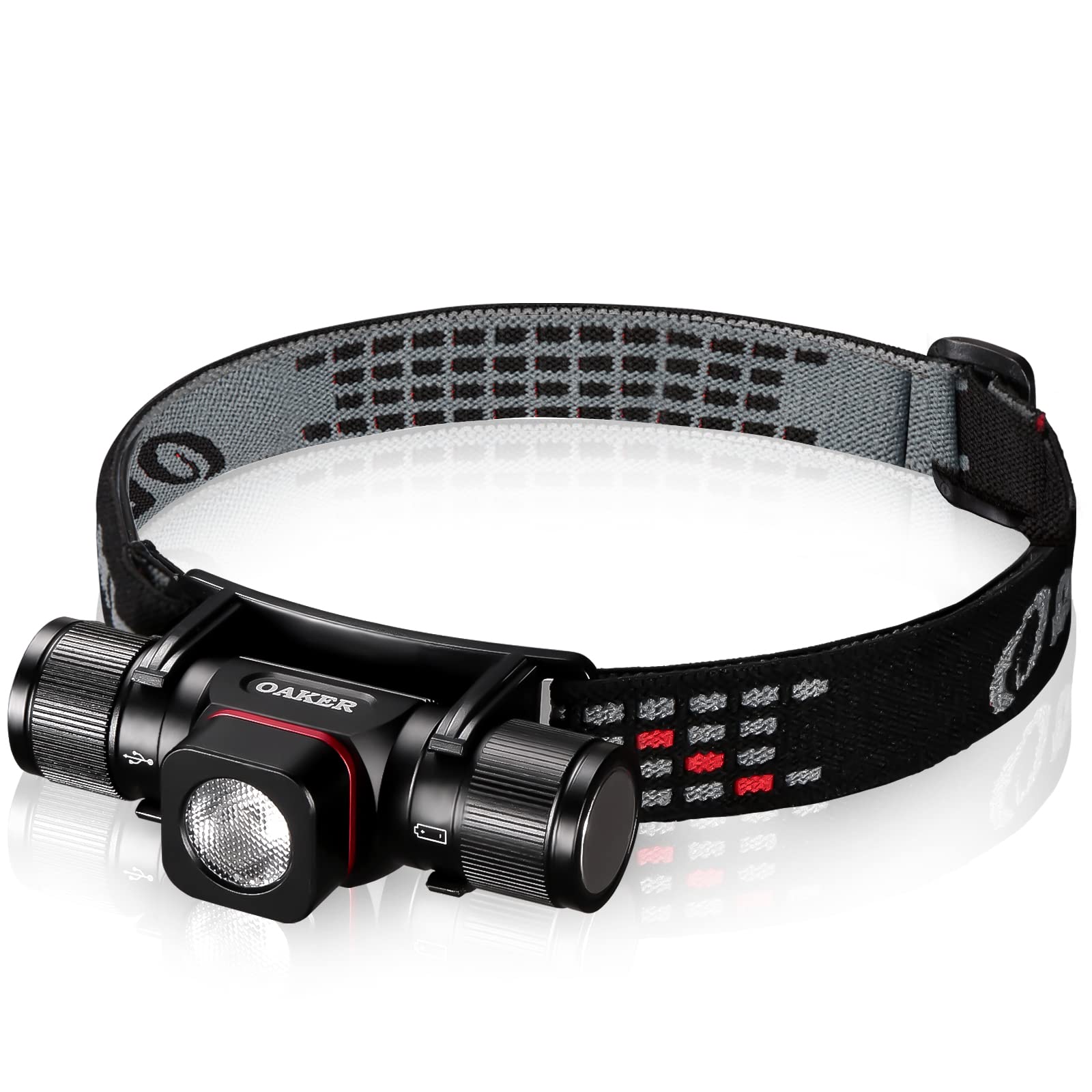 OakerXP100S USB-C Rechargeable Headlamp 1100 Lumens, 5 Light Modes Waterproof Headlight Adjustable Headband, Magnetic Base, Multi-Purpose Head Light for Hiking Camping Hardhat
