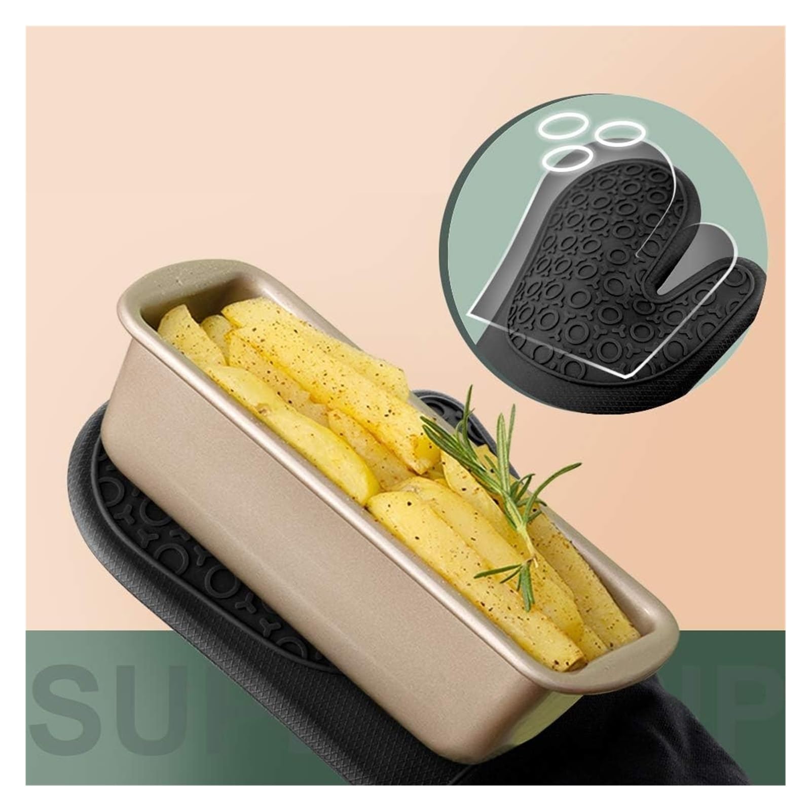 Genérico Manoplas de Horno, par Negro Extra Largo 14.6 pulg Silicona | Resistencia 500°F, agarre antideslizante, impermeables, forro acolchado, protector de muñeca, gancho