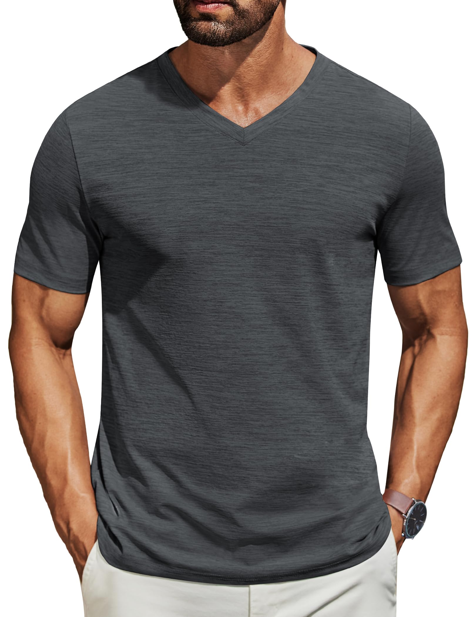 COOFANDY Men's T Shirts Short Sleeve Classic V Neck T-Shirt Casual Summer Basic Tee Shirt