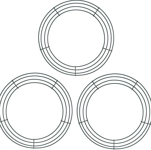 Paquete de 3 coronas de alambre de Navidad verde oscuro de 12 pulgadas, redondas, decoración de manualidades, corona de alambre para Navidad, boda,